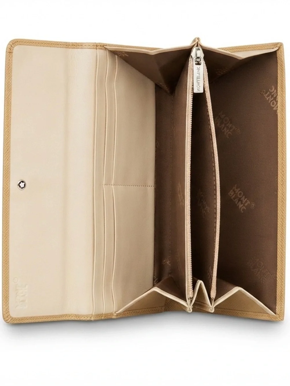 Montblanc Beige Embossed Leather Long Wallet – Pristine Condition